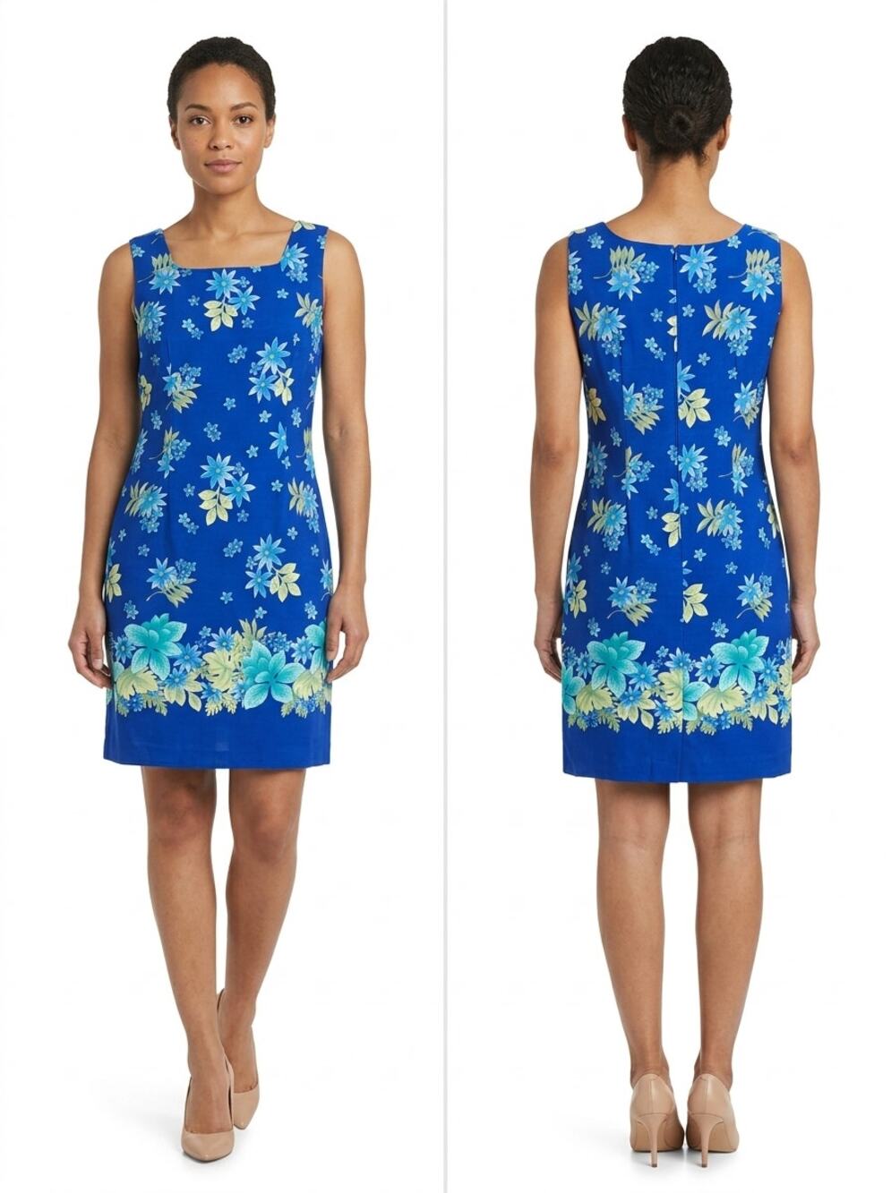Sag Harbor Knee Length Square Neck Shift Dress Women Size 10P